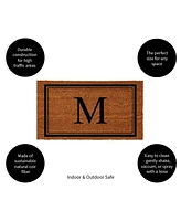 Evergreen Monogram Indoor Outdoor 100% Natural Coir Doormat 28" x 16" | Letter "M"