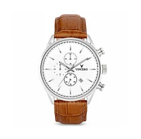 Vincero Men's The Chrono S2 40mm Stainless Steel Watch with Italian Leather Strap