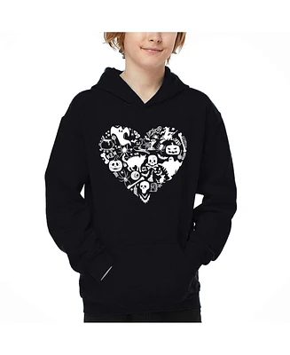 La Pop Art Boys Halloween Heart Word Hooded Sweatshirt