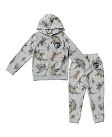 Jurassic World Boys Dinosaur T-Rex Fleece Zip Up Hoodie Set to