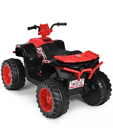 Gymax 12V Electric Kids Ride On Car Atv 4-Wheeler Quad w/ Music Led Light