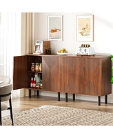 Tribesigns Sideboard Storage Cabinet, Wooden Buffet Floor Cabinet with Doors, Accent for Living Room