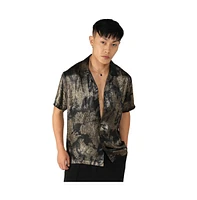 Campus Sutra Men's Midnight Black & Metallic Gold Ombre Shirt