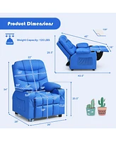 Kids Youth Recliner Chair Pu Leather w/Cup Holders & Side Pockets