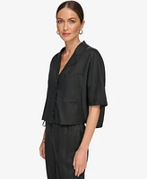 Dkny Women's Button-Front Dolman-Sleeve Linen Top