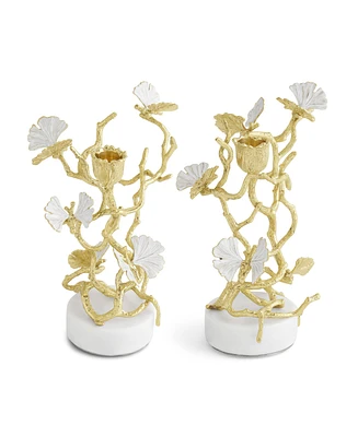 Michael Aram Butterfly Ginkgo Gold Candleholders, Set of 2