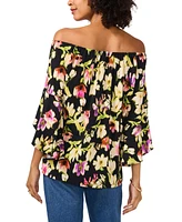 Vince Camuto Women's Printed Off-The-Shoulder Flutter-Sleeve Top