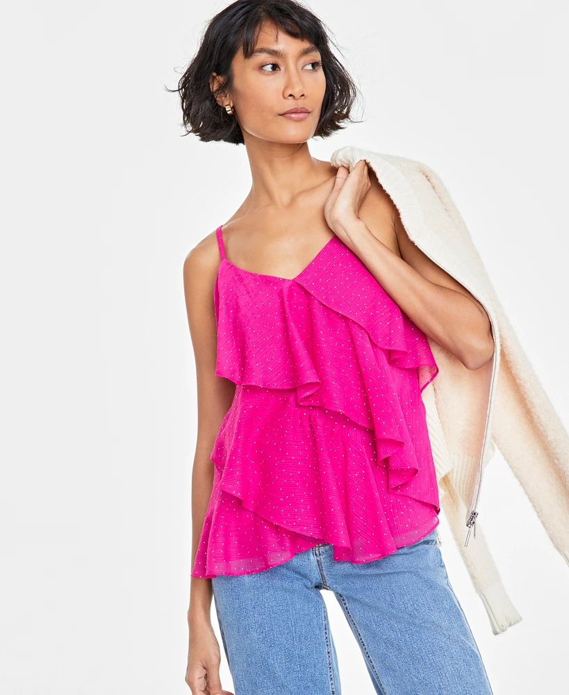 On 34th Women's V-Neck Tiered Chiffon Camisole Top, Created for Macy's