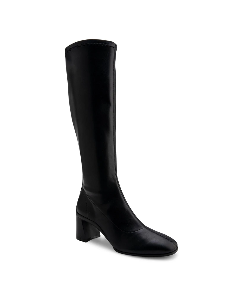 Aerosoles Centola Dress Tall Mid Heel Boots - Stretch Smooth Faux Leather