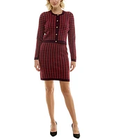 Taylor Petite Houndstooth Cropped Jacket & Bodycon Dress