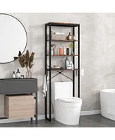 Sugift 4-Tier Freestanding Over the Toilet Storage Rack-Rustic Brown