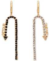 Kate Spade New York Gold-Tone Cubic Zirconia Detour & One Way Mismatch Charm Hoop Earrings