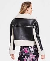Steve Madden Women's Athen Faux-Shearling Aviator Jacket