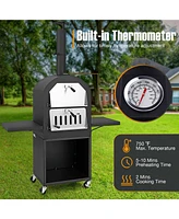 Skonyon Outdoor Pizza Oven with Protective Cover and Grill Racks and Built-in Thermometer