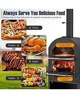Skonyon Outdoor Pizza Oven with Protective Cover and Grill Racks and Built-in Thermometer