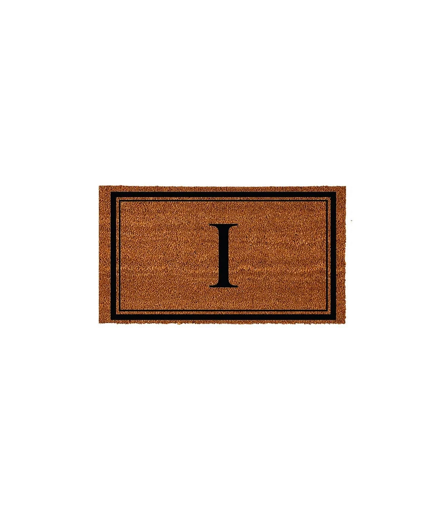 Evergreen Monogram Indoor Outdoor 100% Natural Coir Doormat 28" x 16" | Letter "I"