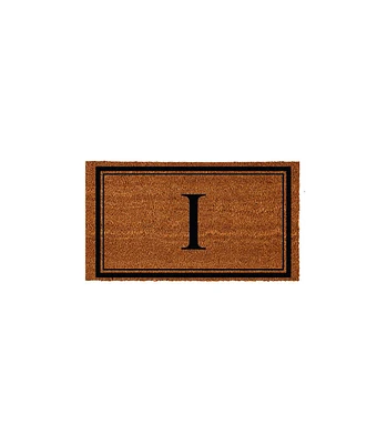 Evergreen Monogram Indoor Outdoor 100% Natural Coir Doormat 28" x 16" | Letter "I"