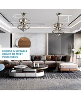 Skonyon 52 Inches Ceiling Fan with Wooden Blades and Remote Control-Silver