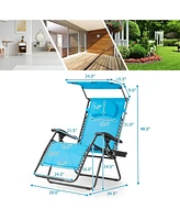 Inolait Sugift Folding Recliner Lounge Chair with Shade Canopy Cup Holder