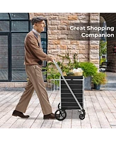 Inolait Folding Shopping Cart with Waterproof Liner Wheels and Basket