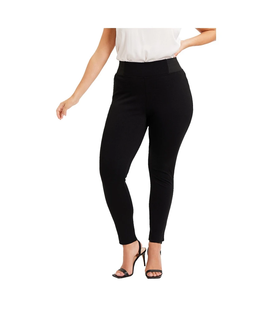 June + Vie Women's Formfit Classic Ponte Pant