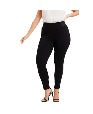 June + Vie Women's Plus Formfit Classic Ponte Pant