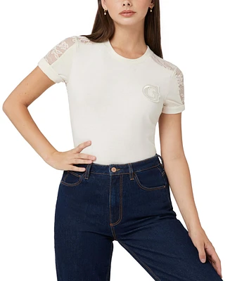 Guess Women's Lace Back Short-Sleeve T-Shirt