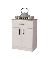 Fm Furniture Cope kitchen Pantry in melamine with 2 doors and 1 drawer, ivory/ natural Oak