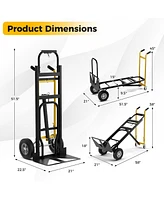 Sugift 3-in-1 Convertible Hand Truck Metal Dolly Cart with 4 Rubber Wheels for Transport-Black