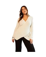 June + Vie Women's Crossover Sweater