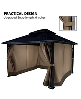 Aoodor Gazebo Curtain Replacement-Universal 4-Panel Sidewalls 10'x13',Patio Privacy Curtains with Double Zipper,Uv Resistant,Perfect for Outdoor Canop