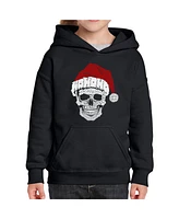 La Pop Art Girls Santa Skull Word Hooded Sweatshirt