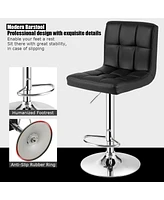 Sugift Set of 2 Square Swivel Adjustable Bar Stools with Back and Footrest