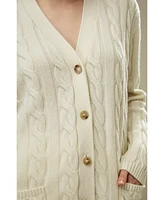 Lilysilk Women's Oversized Cable Weave Wool Cardigan