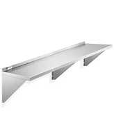 Kutler 12" x 72" Stainless Steel Shelf, Nsf Commercial Wall Mount Shelving w/ Backsplash, Floating Metal Mounted Shelves for Restaurant, Kitchen, Home