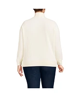 Lands' End Plus Waffle Relaxed Long Sleeve Mock Neck Pullover