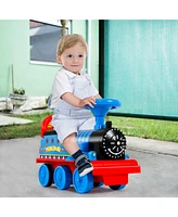 Gymax 6V Electric Kids Ride On Train Motorized Train Toy w/ Track & 6 Wheels Navy