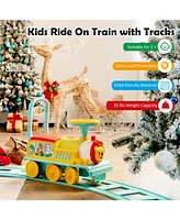 Gymax 6V Electric Kids Ride On Train Motorized Toy w/ Track & 6 Wheels Green