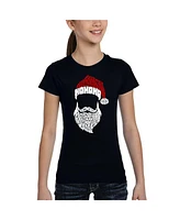 La Pop Art Girls Feliz Navidad Santa Claus Word T-Shirt