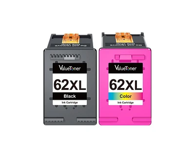 Valuetoner Remanufactured Ink Cartridge Replacement for Hp 62XL 62 Xl to use with Envy 5540 5640 5660 7644 7645 OfficeJet 5740 (Black, Color, 2