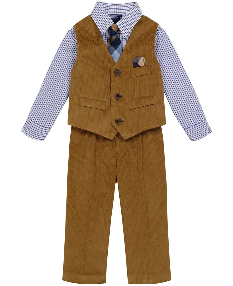 Nautica Baby Boys Bronze Corduroy Vest 4-Piece Set