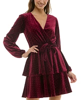 Trixxi Juniors' Velvet Rhinestone Mini Dress