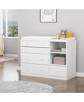 Famapy 5-Drawers White Wood Kids Changing Table Dresser Chest of Drawers
