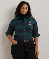 Lauren Ralph Plus Plaid Crest Shirt