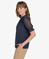 Tommy Hilfiger Women's Printed Ruffled-Collar Top