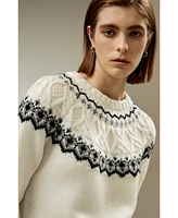 Lilysilk Women's Fair Isle Crewneck Sweater