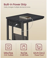 Slickblue C-Shaped End Table with Built-In Charging Station & Plug