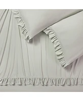 Chanasya Premium Ruffle Sheet Set - Shabby Chic Double Brushed Soft Ruffled Hem Solid Microfiber Fitted Sheet, Flat & Pillow Cover