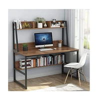 Tribesigns Computer Desk, 47 inch Office Desk with Hutch and Bookshelf, Modern Study Writing Table for Home Office