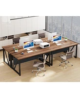 Tribesigns 55 inches Simple Computer Desk,Home Office Desk Writing Table for Workstation,Dark Walnut + Steel Leg,Cabinet not Included